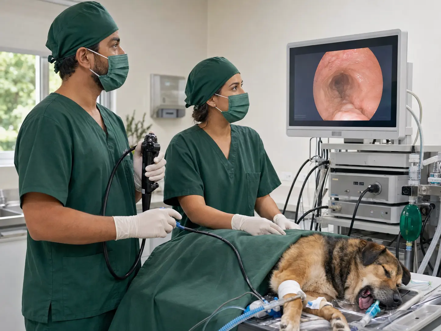 Equipe Pet Endoscopia em procedimento veterinário